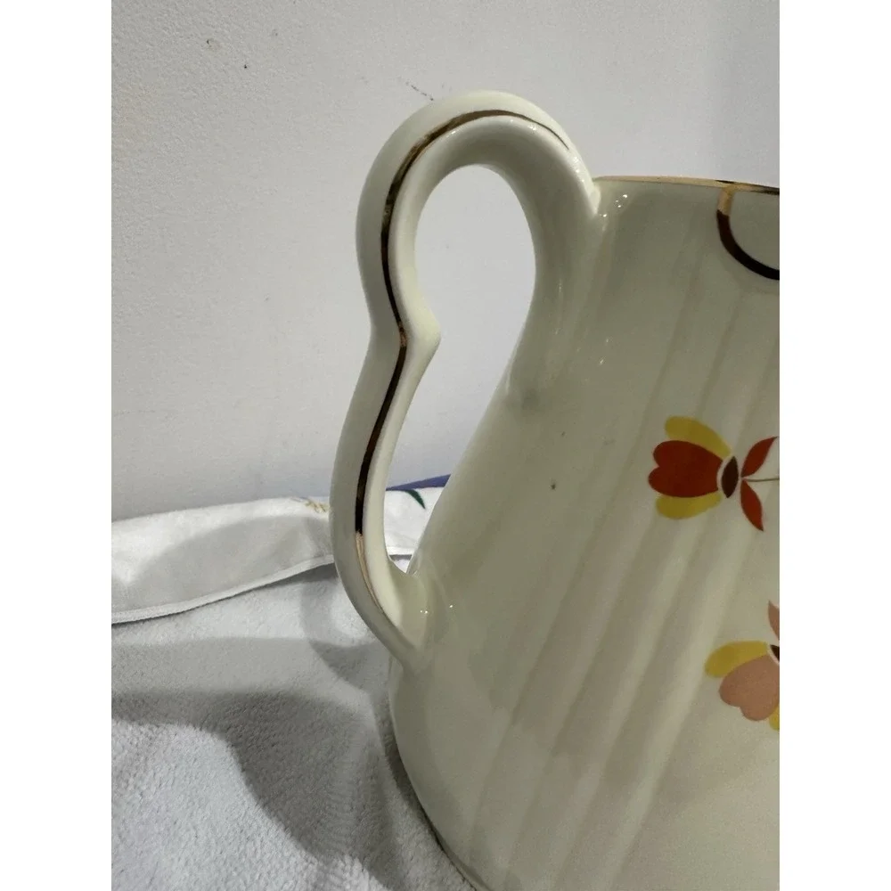 Hall's Coffee Tea Pot Base Pitcher Jewel Homemakers Floral Ribbed 7
